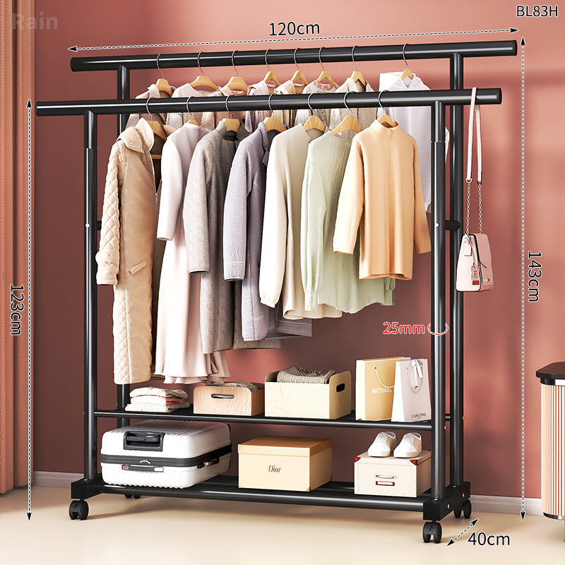 Clothes hanger floor-standing for home balcony indoor simple clothes drying pole movable clothes hanger student dormitory clothes drying rack