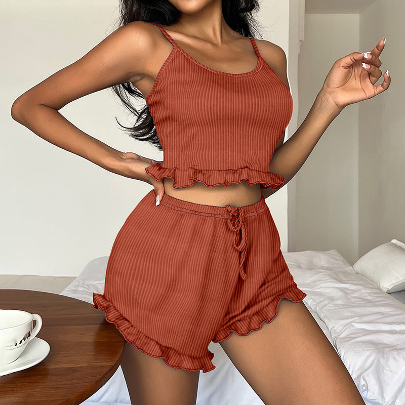 fashion pajamas women's sexy pit strips beautiful back cross straps suspenders fashionshortssuit women's home clothes