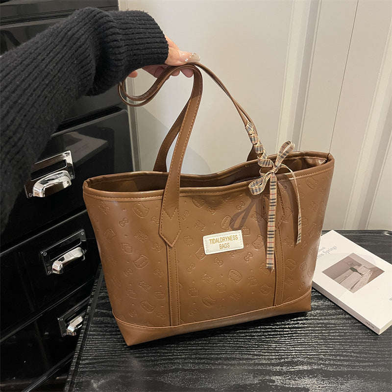 Large capacity printed tote bag for women, 2026 new style minimalist shoulder bag, korean style cute women's bag, commuter underarm bag