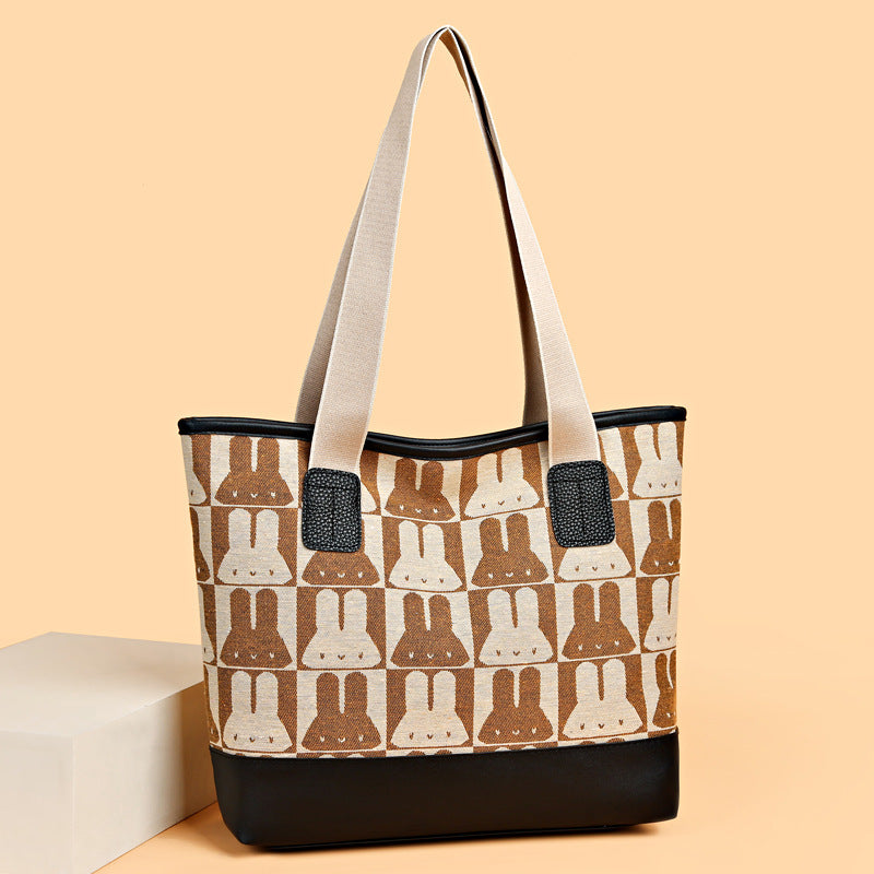 Women's bag 2024 new shoulder bag large capacity handbag fashionable versatile canvas bag commuter tote bag
