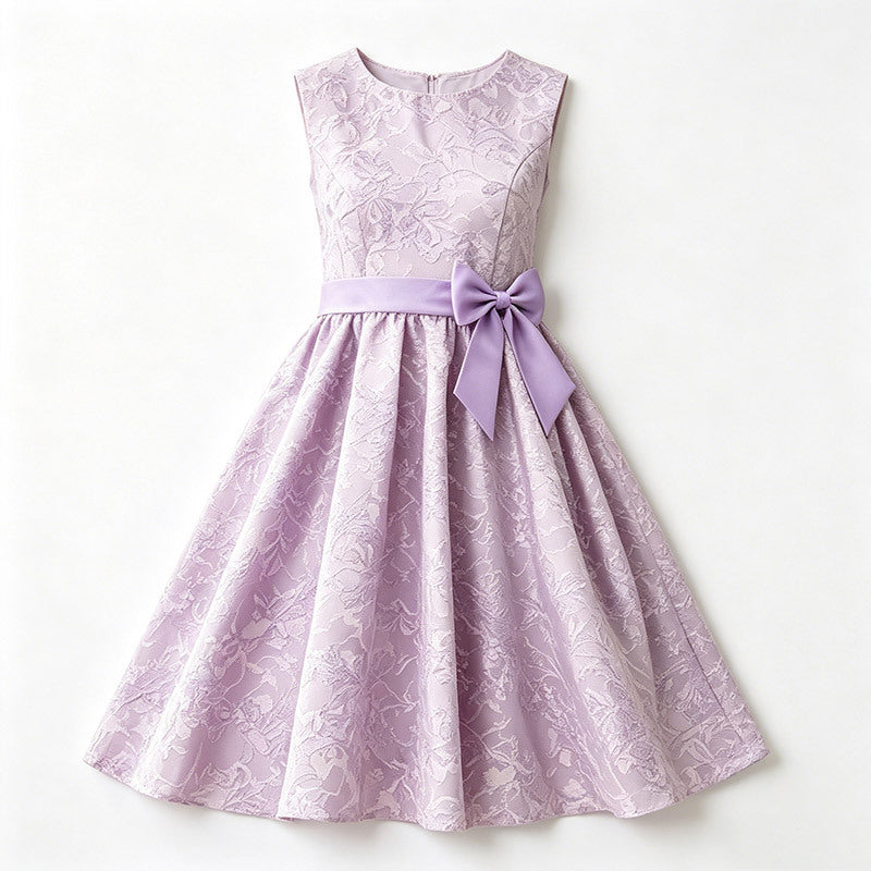 European and american style teen girls' formal dress - embroidered gold thread sleeveless vest dress - a-line silhouette - slim fit - sizes 13y-16y - in stock