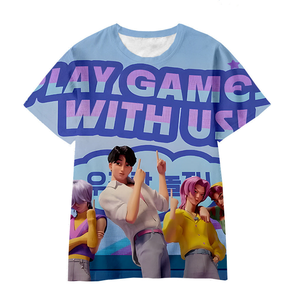Witcher boy group 3d digital printing cross-border overseas casual loosefashion t-shirt k-pop girls t-shirt