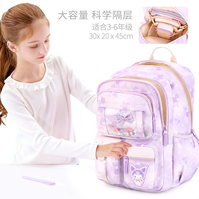 Kulomie 24 new primary school Korean version of the school bag for girls ultra-light load reduction ridge backpack 1-3-6 grade