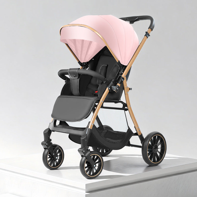 High-view baby stroller, four-wheel universal, reclining seat, two-way push, shock-absorbing, portable, multifunctional