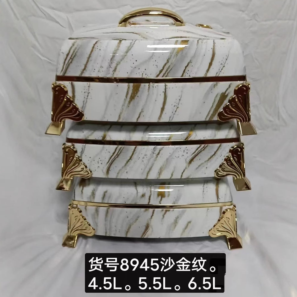 Export cross-border 3pcs square high-end insulated lunch box 4l-5l-6l food warmer container