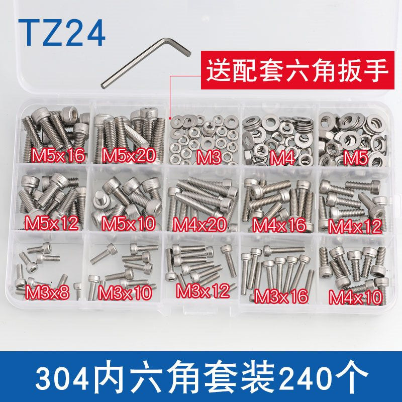 Grade 12.9/304 Stainless Steel, Hexagon Bolt Nut Washer Set, Hexagon Cup Head Boxed Screws