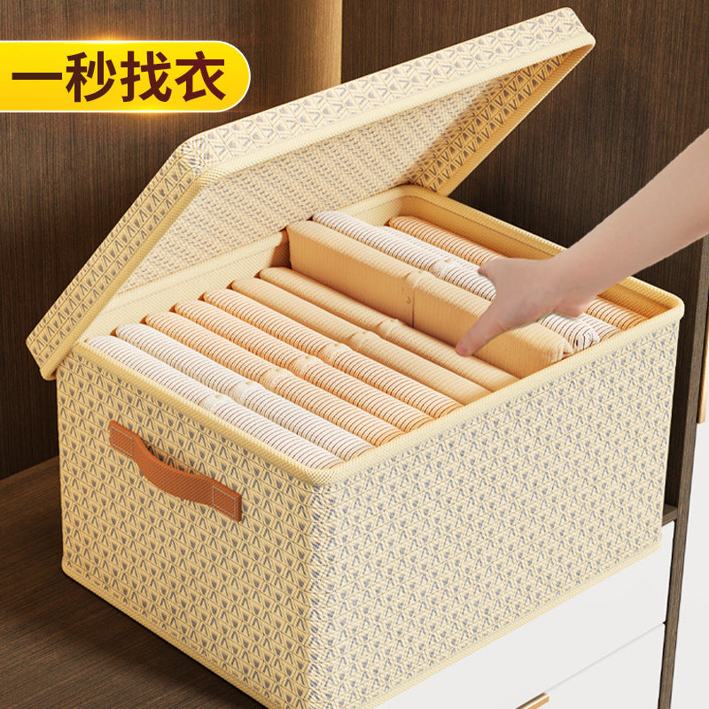 Clothes quilt storage box Thickened PP plate folding with lid storage box Pants storage artifact Home dormitory storage