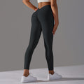 Fashionnew arrival butt lift and tummy control without embarrassing line elastic tight yoga pants v waist brushed nude sports fitness pants
