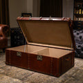 French retro oil wax leather art coffee table medieval designer coffee table cigar bar whiskey club floor box