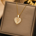 New arrivalstylish copper inlaid zirconium heart opening and closing necklace for women summereasiest for matchelegantniche style titanium steel clavicle chain jewelry