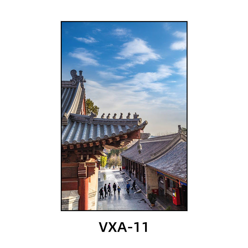 陕西装饰画西安长安古城风景建筑面馆挂画美食餐厅饭店包厢壁画