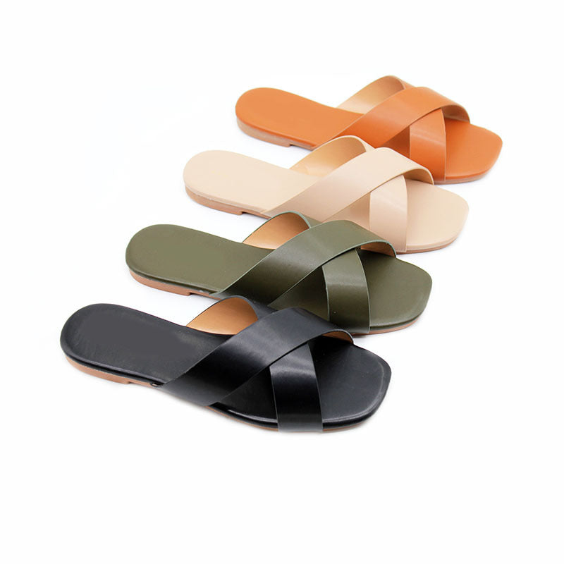 Women's sandals flat bottom comfort  multi-color casual beach shoes women's sandals