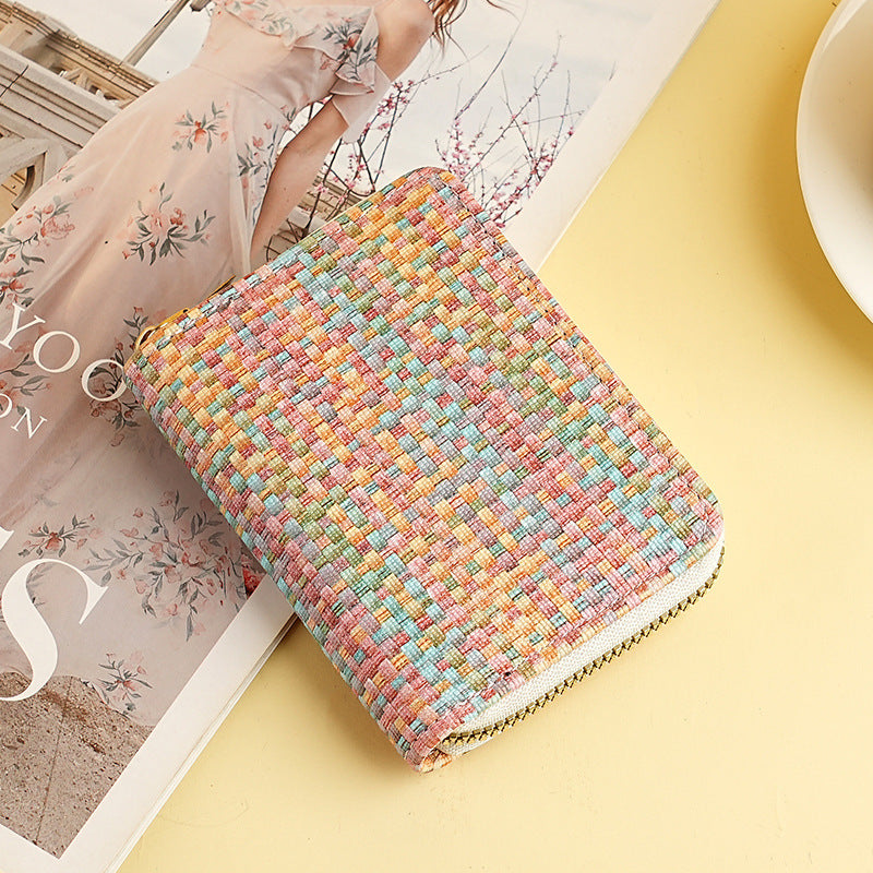 New organ card bag, large capacity, multi-card position, ID card holder, women's anti-theft zipper wallet, fashionable pu card bag.