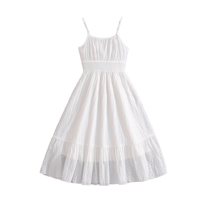 big kids' girls' clothing: spring/summer  new arrivals - european and american fashion, versatile sleeveless camisole dress with elegant flared skirt for children