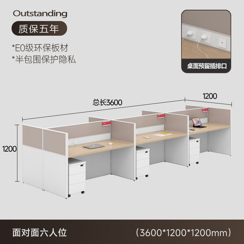 Staff office desk and chair set - minimalist modern office furniture, workstation computer desk, employee desk with partition