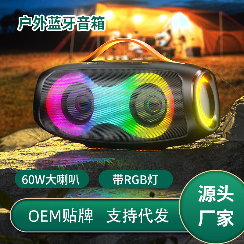 New wireless bluetooth speaker - outdoor waterproof portable 60w subwoofer with rgb lighting