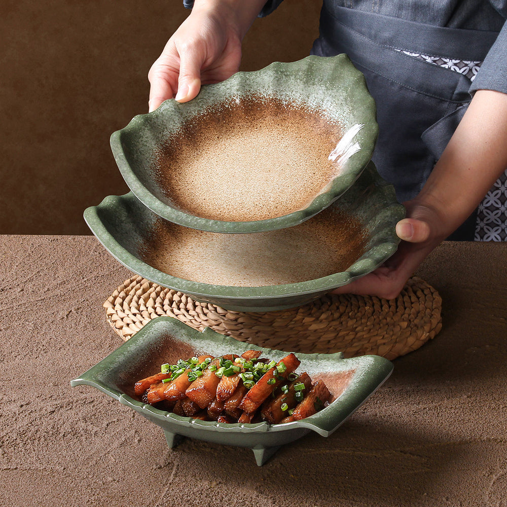 Melamine dinnerware plates - retro commercial dinner plates for restaurants, hotel stir-fry dishes, and unique deep plates for plating