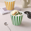 Minimalist hand-painted striped ceramic ice cream cone - creative & unique large-sized popcorn holder - home tableware storage container
