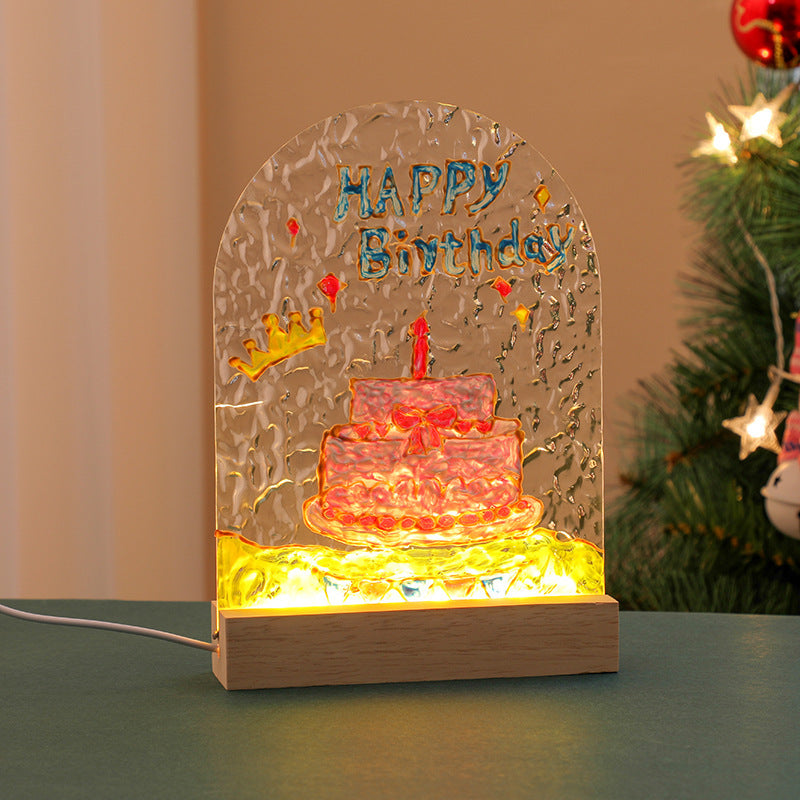 Tulip night light DIY material package, gift for girlfriend, hand-painted night light, water ripple acrylic light, ambient light.