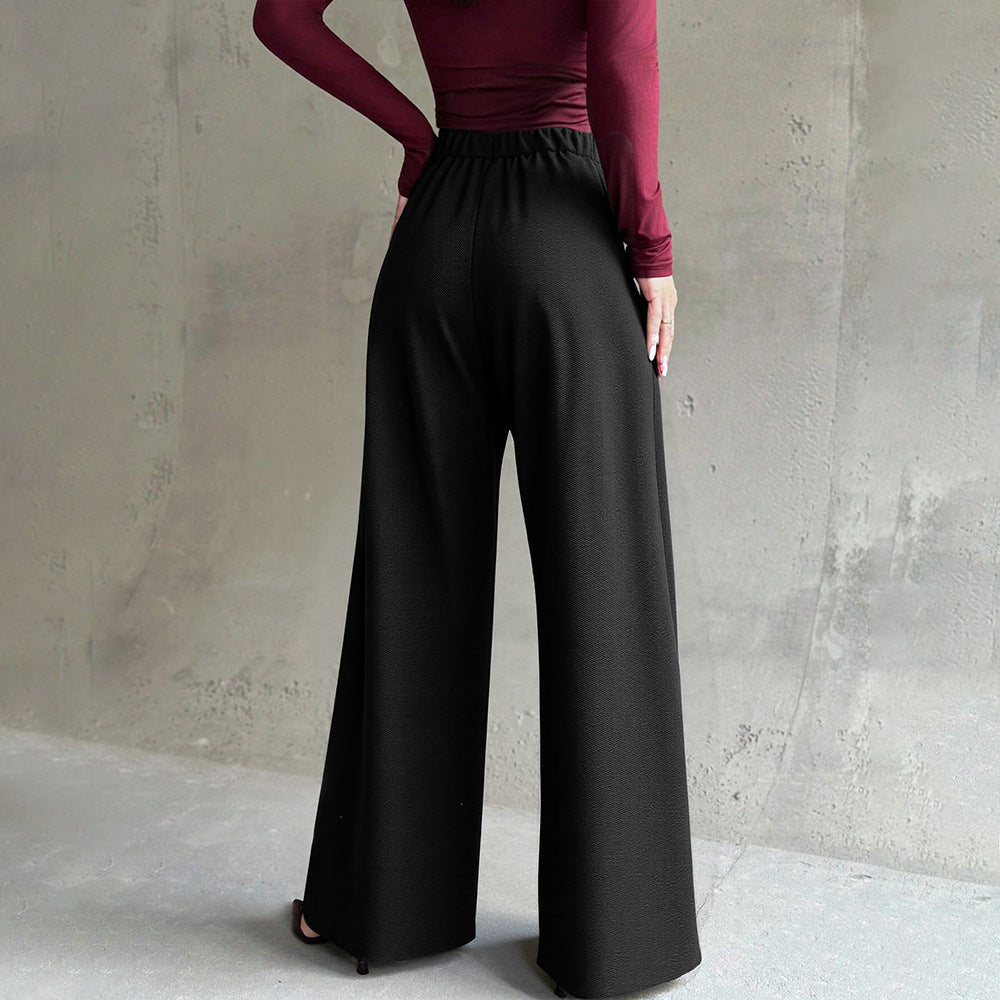 European and american style black high-waisted suit pants for women - drapey, slimming, versatile, perfect for work and commuting, spring/autumn, high-end, straight leg flare