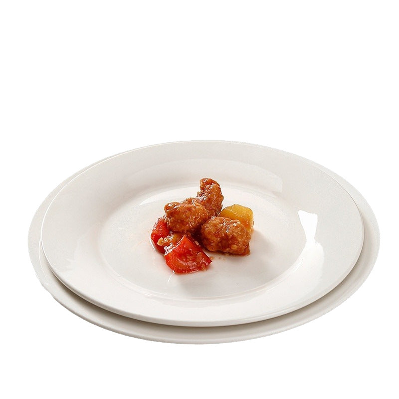 Wholesale flat plate shallow plate pure white ceramic plate for home dish plate hotel western food steak plate dish western tableware