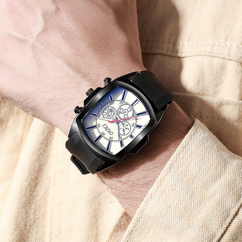 New barrel-shaped blue light glass large dial men's watch trendy quartz watch men's wristwatch factory wholesale