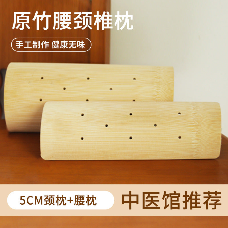 Bamboo pillow cervical semicircle pillow bamboo fiber stretching neck pillow round hard pillow neck waist correction neck side sleeper