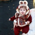 Winter girls' new year's outfit: new chinese style children's red fleece-lined thickened traditional tang suit set for the lunar new year