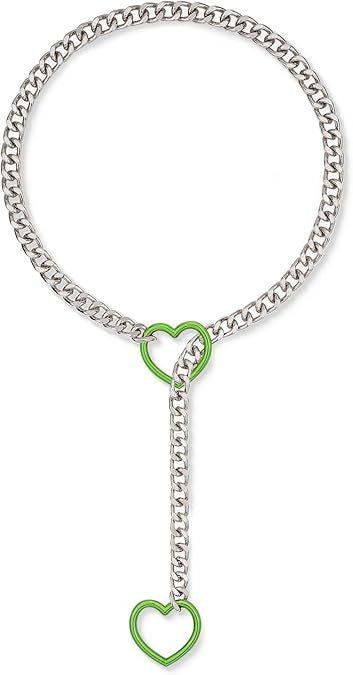 2024 new cross-border multi-color heart & o-ring adjustable punk cuban long necklace - couple's style