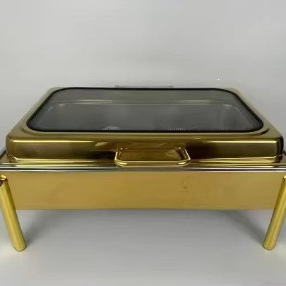 Thickened stainless steel buffet warming cabinet with hinged lid - ideal for hotel buffets and cafeterias