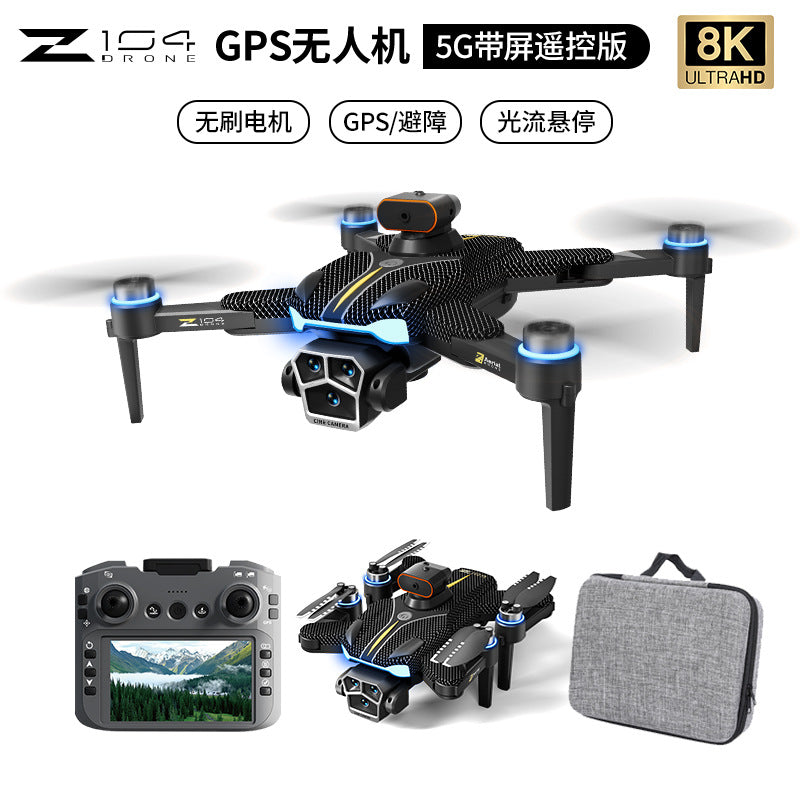 Z104 drone gps return-to-home hd aerial photography aircraft with screen remote control, obstacle avoidance, and esc remote control airplane toy