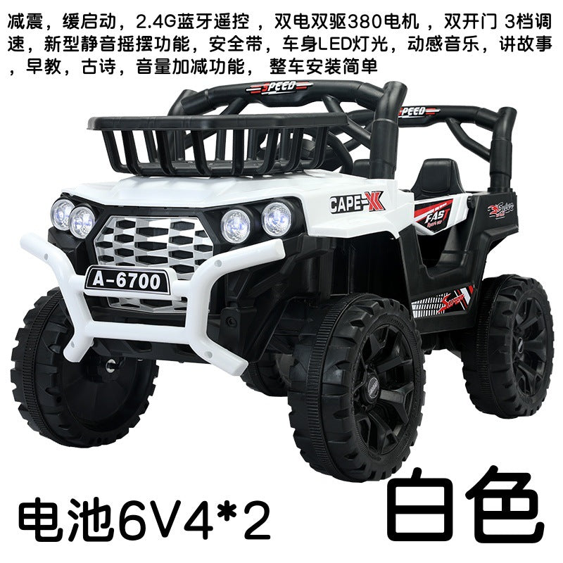 New children's electric car four-wheel car with remote control baby toy car charging can sit and swing the stroller