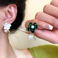 Camellia pearl stud earrings for women, 2026 new arrival, light luxury, high-end, elegant earrings, unique design, wholesale
