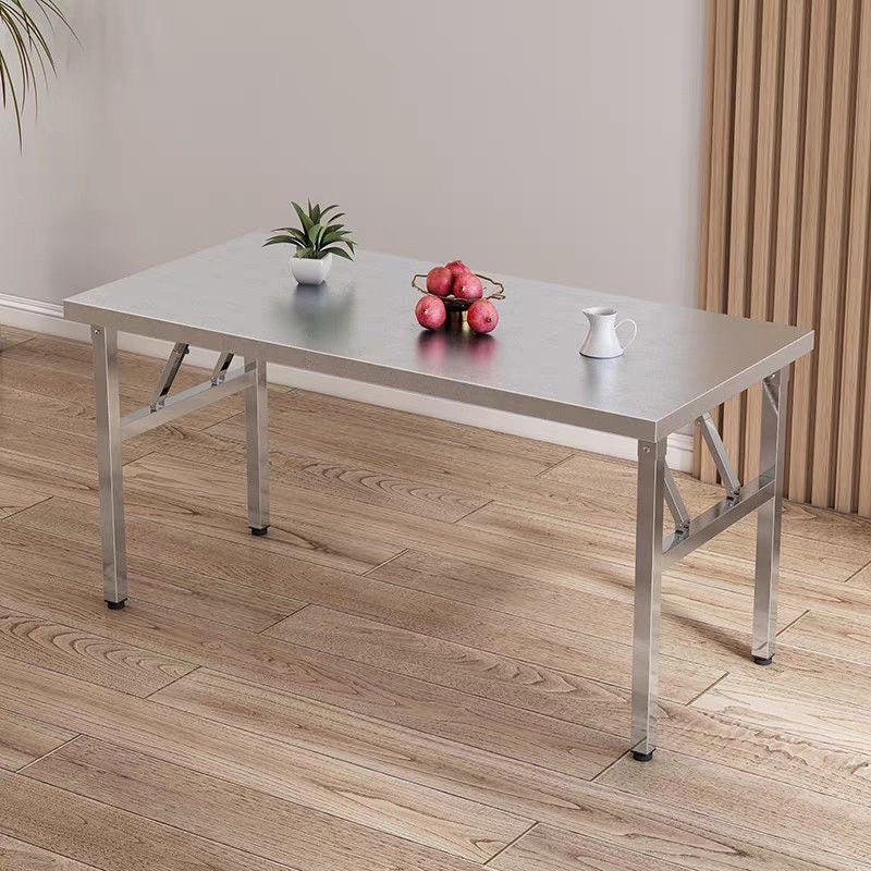 Thickened stainless steel foldable tablefor home bench table commercial rectangular outdoor barbecue stall portable dining table