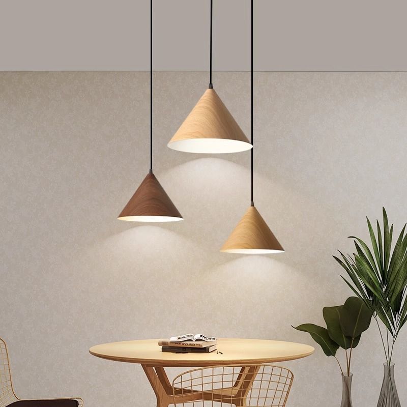 Nordic restaurant pendant light, creative walnut wood bedroom bedside lamp, kitchen bar table lamp, retro small pendant light