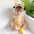 Infant summerk-style baby girl small plaid flying sleeves triangular bag butt shirt newborn haha wear headband