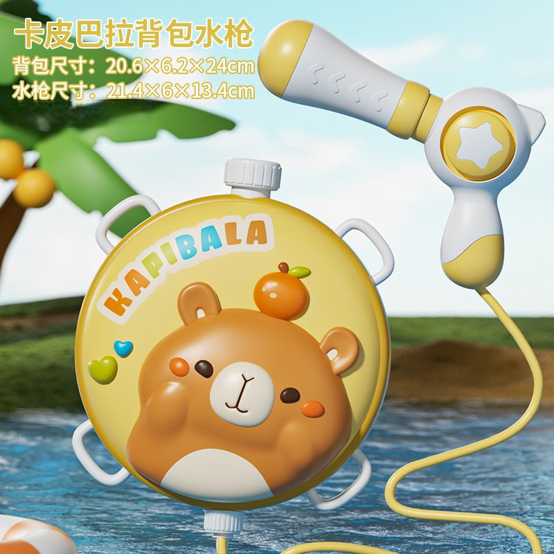 【customizable】kids' backpack water gun toy - cartoon outdoor pull-back beach water gun - night market stall item