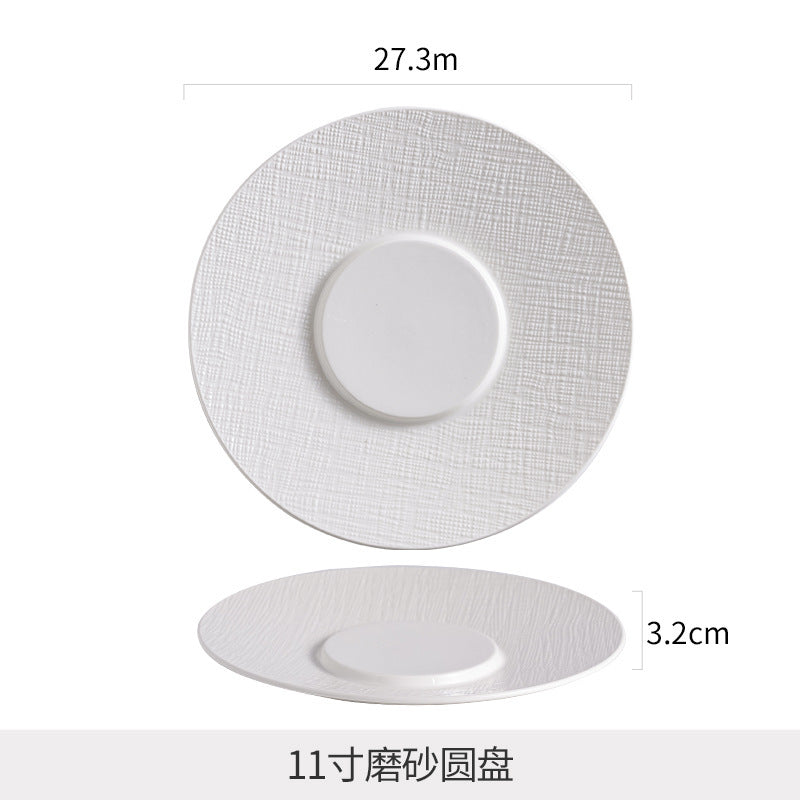 Simple ceramic frosted shallow plate dessert straw hat plate high-end for home salad deep plate tableware hotel commercial