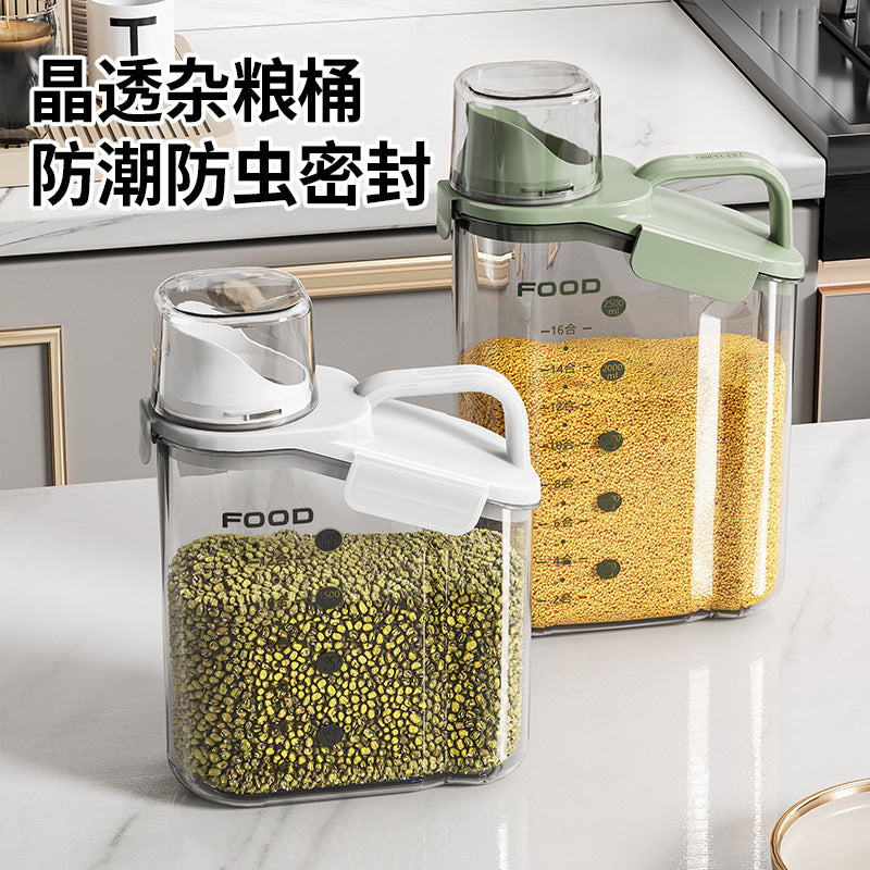 Rice bucket satchel sealed jar insect-proof moisture-proof sealed kitchen storage box grain bucket pet cat food dog food bucket