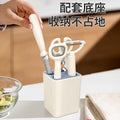 5-piece kitchen gadget set with storage base: includes fruit peeler, vegetable peeler, food scissors, and fruit knife – a complete five-piece set