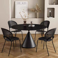 French-style negotiation table, rock slab round dining table, pure white modern minimalist round table, small apartment home dining table and chair set