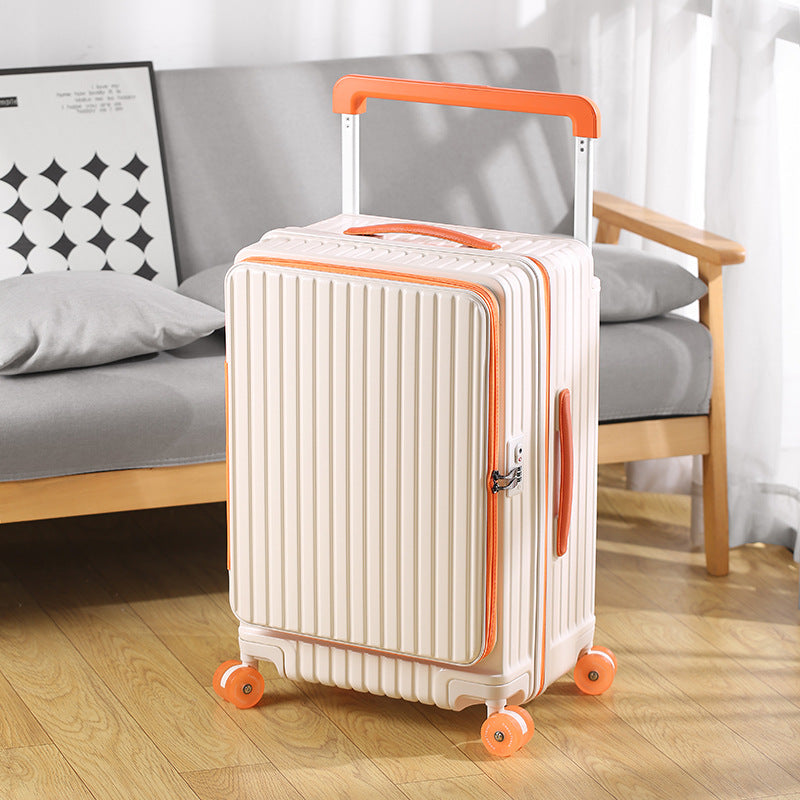 Side open suitcase expansion trolley case 20 inch boarding case pure 24 inch PC anti-drop travel bag password case leather case