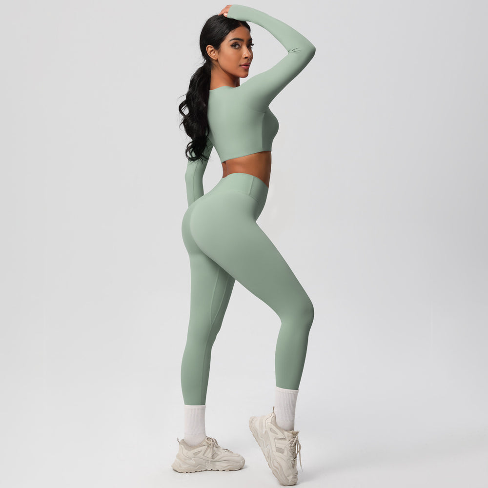 New european and american style fleece-lined yoga set - cloud-like, quick-drying activewear for women's outdoor running and fitness