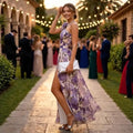 e-commerce amazon 2026 new summer slim-fit, waist-defining, one-shoulder, printed, slit maxi dress