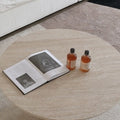 Wabi-sabi style coffee table with marble pattern round designer french imitation rock plate coffee tea table hexagonal base tea table