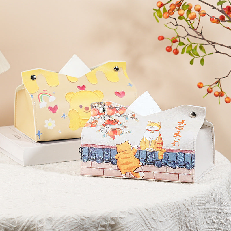 Peace and joy cute pumping carton creative festive tissue box living room bedroom car multi-functional storage box decoration