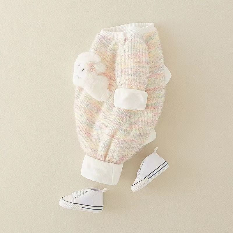Baby autumn style cute baby long sleevesfleece-lined jumpsuit full month hundred days clothes cute haki outing climbing clothes