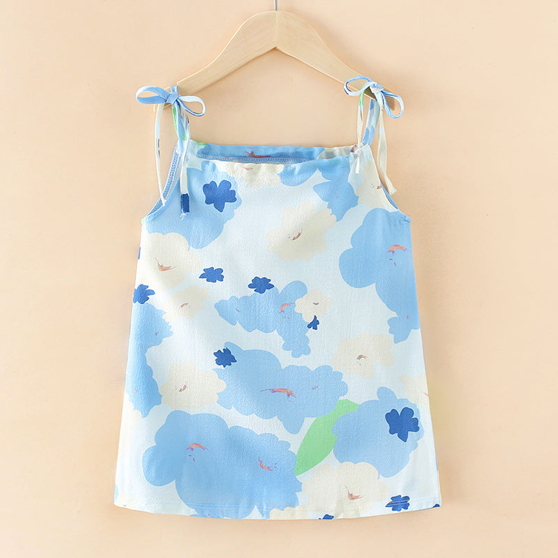 New girls' princess sundress - summer spaghetti strap dress - kids' vest dress - girls' dress for mid-to-large children