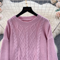 Fashionsuit women's french gentle style loosecable stitchsweatersweaterhigh waistslimming lookdrapedpantstwo-piece set