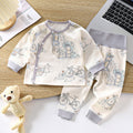 Newborn baby underwear set, all-cotton seamless thermal underwear, cute cartoon design, high-waisted pants for baby, belly protection